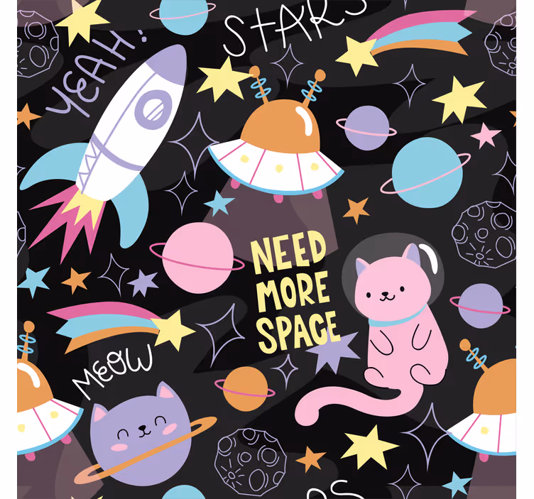 Tapeta kočka ve vesmíru dětské tapeta - TenStickers