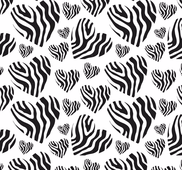 Zebra zvířecí tisk srdce tisk tapeta - TenStickers