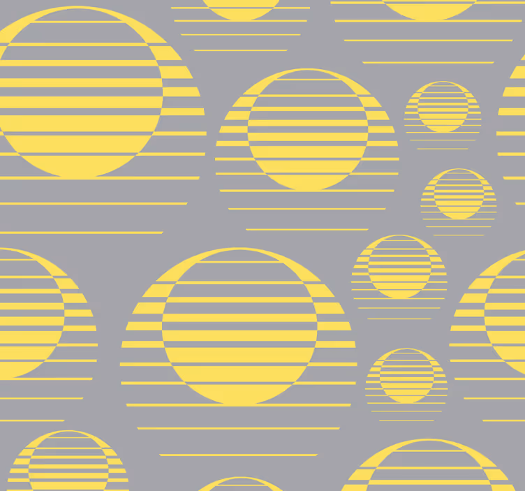 Retro slunce kreslit šedé žluté abstraktní tapeta - TenStickers