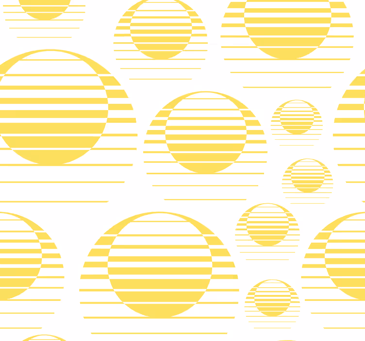 Retro slunce kreslit žluté kruhy tapeta - TenStickers