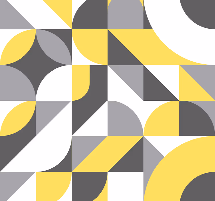 Geometrické šedé a žluté abstraktní tapeta - TenStickers