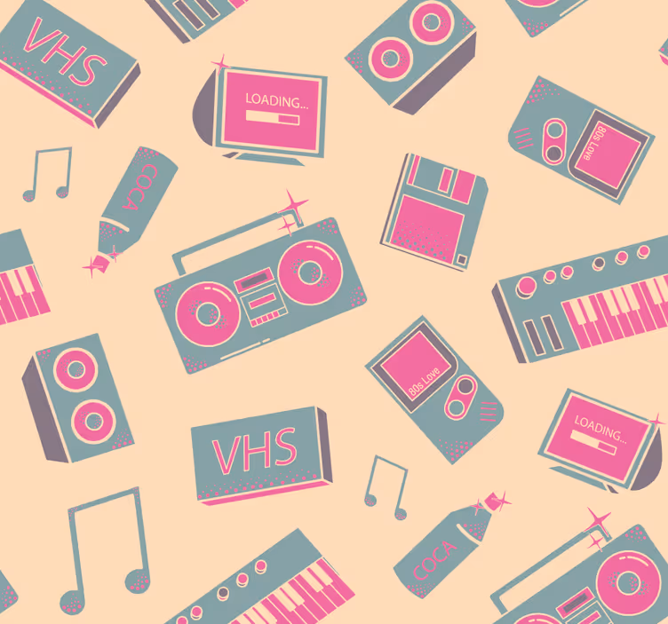 Retro hudební vzor Další vintage tapeta - TenStickers
