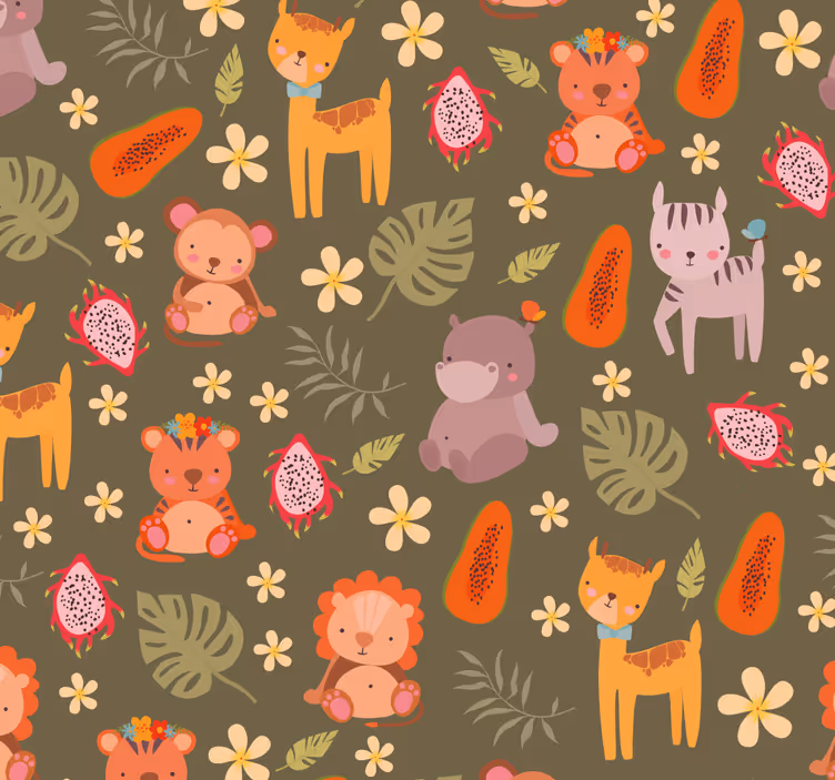 Kresba zvířecích hlav zvířecí tapeta - TenStickers
