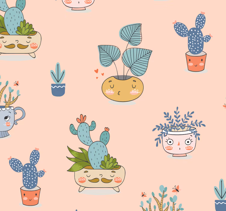 Animované květináče Tapeta pro jídelny - TenStickers