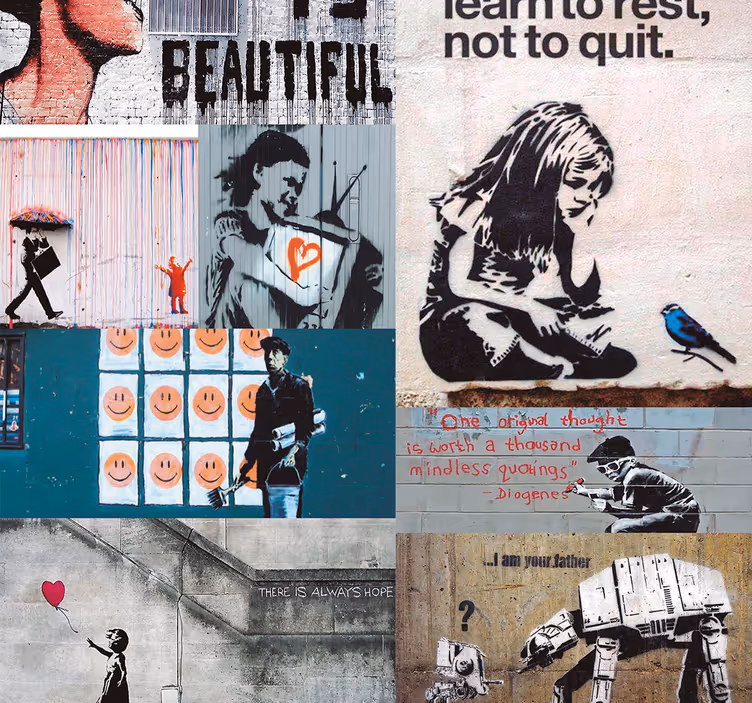 Banksy koláž umění tapeta - TenStickers