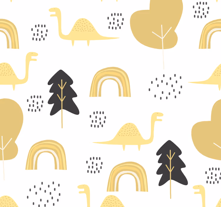 žluté dinosaury v severském stylu tapeta - TenStickers