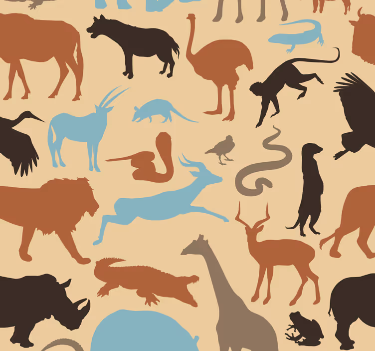 Silueta safari zvířata tapeta - TenStickers