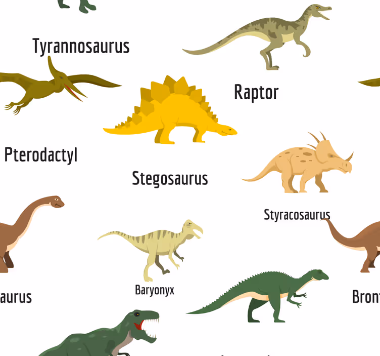 Realistické dinosaury se jmény dětské tapeta - TenStickers