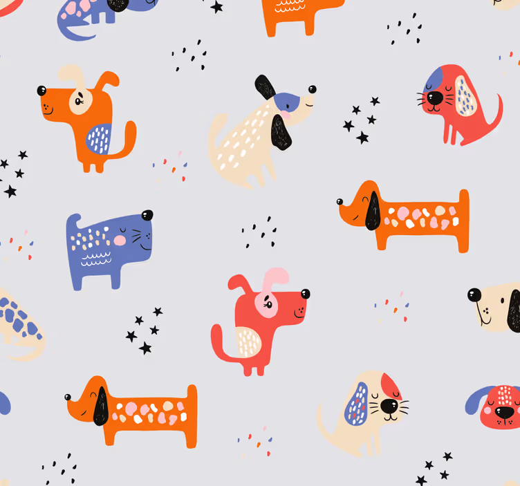 Ilustrované psy zvířecí tapeta - TenStickers