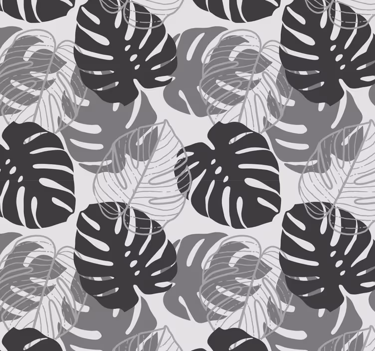 šedá tapeta monstera list tapeta - TenStickers