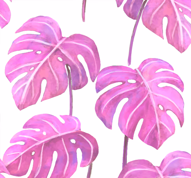 Růžové malované tapeta monstera list - TenStickers