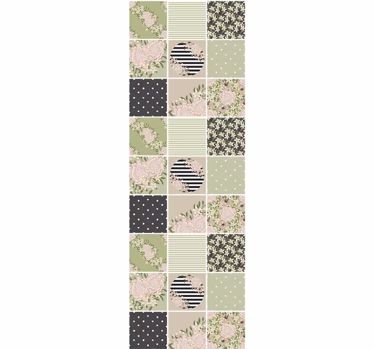 Květinový ornament tapeta s patchwork designem - TenStickers