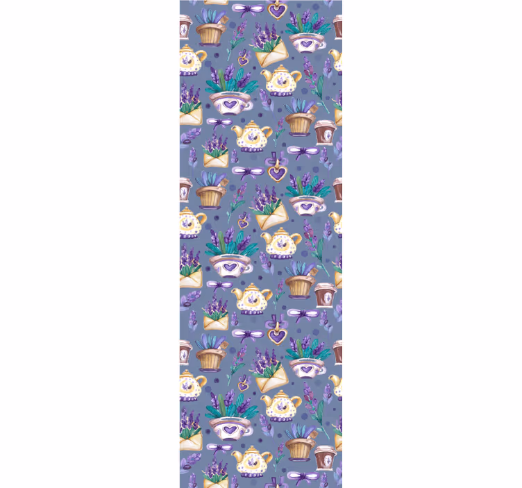 čajový levandulový vzor Ozdobná tapeta - TenStickers