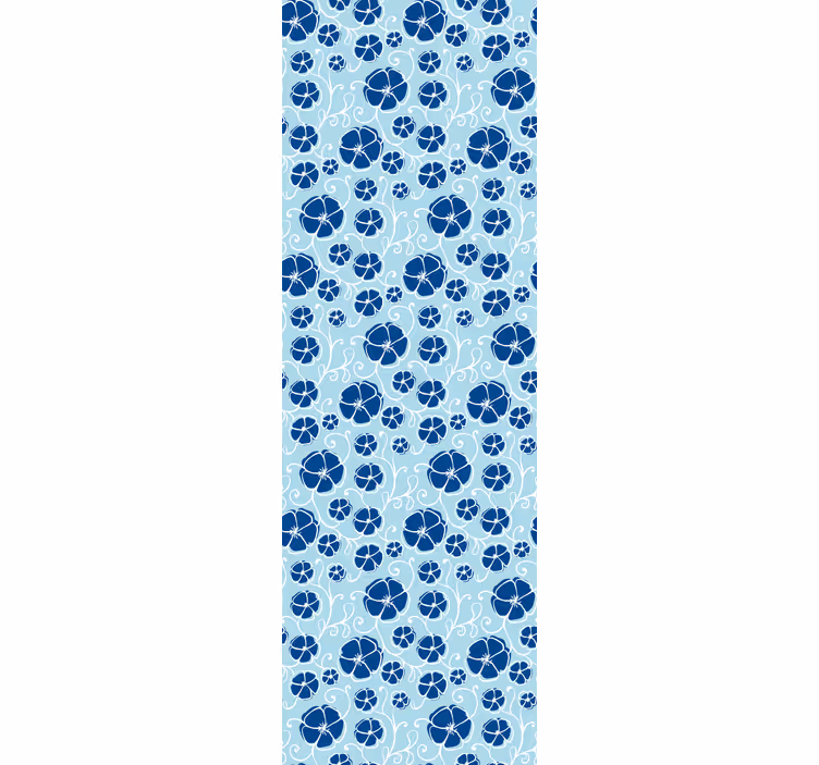 Modré květinové dlaždice Květinový ornament tapeta - TenStickers