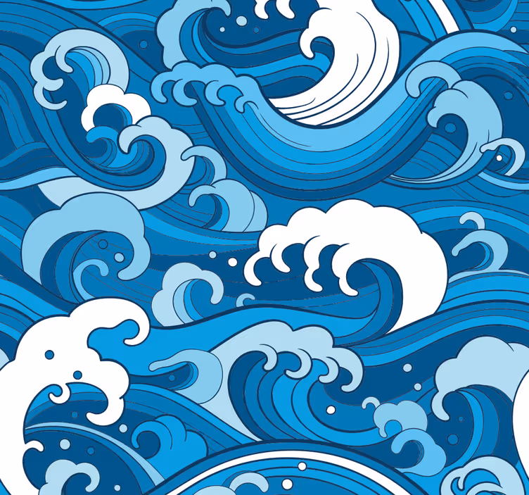 Vzor oceánských vln Modrá tapeta - TenStickers