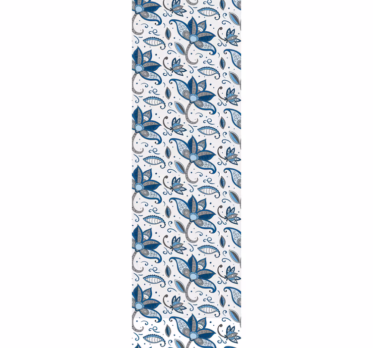 Modré květy čmáranice Dopisní tapeta - TenStickers