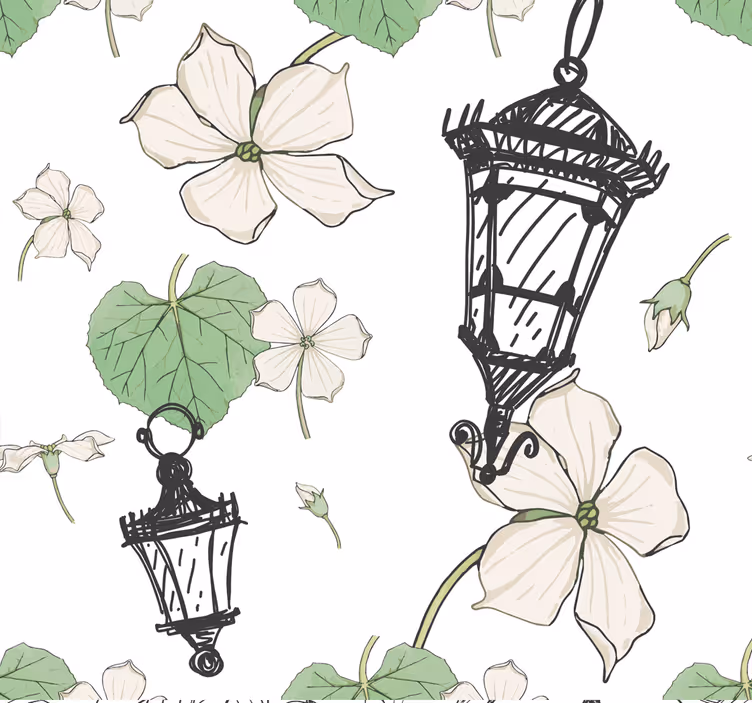Botanický vzor lucerny Ozdobná tapeta - TenStickers