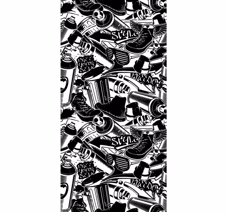 Mono-tonální graffiti nástěnné štítky umění tapeta - TenStickers