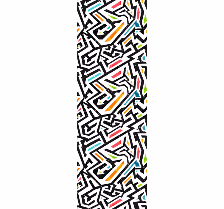 černá a bílá s barevnou tapetou patch art - TenStickers