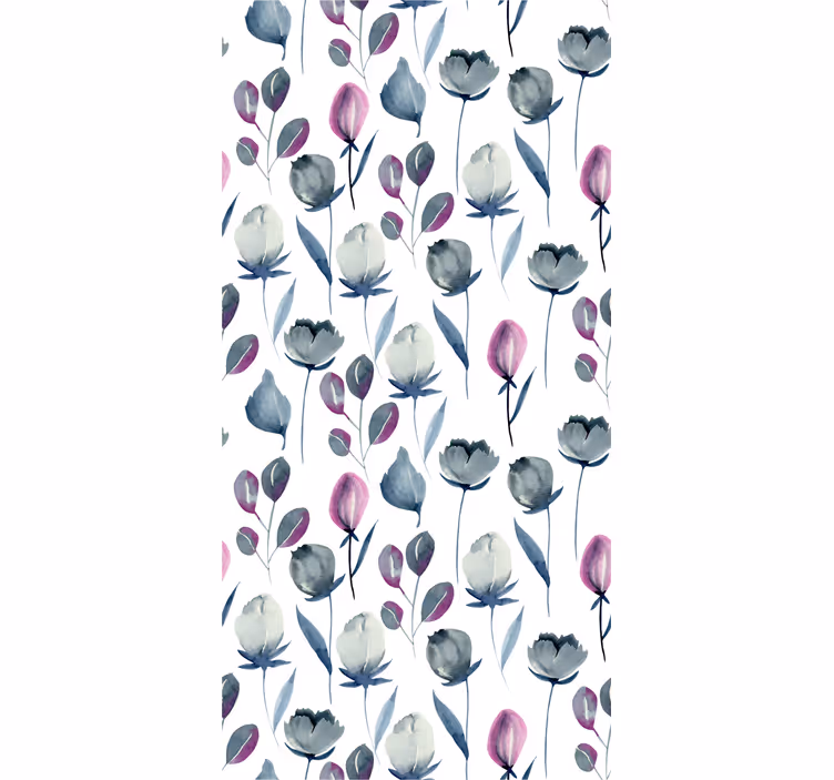 Elegantní indigo modrý květinový vzor tapeta - TenStickers