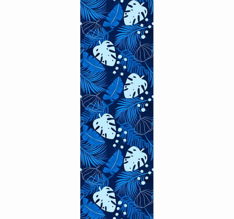 Modré listy tapeta do obývacího pokoje - TenStickers