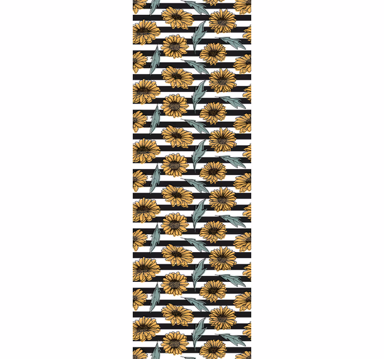 Slunečnicové pruhy Květinový ornament tapeta - TenStickers