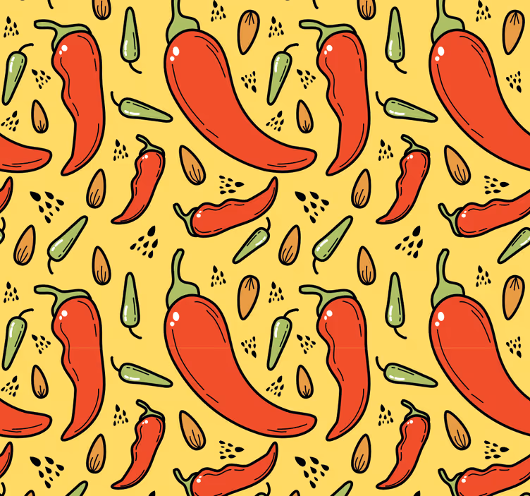 Pikantní chilli vzor Příroda tapeta - TenStickers