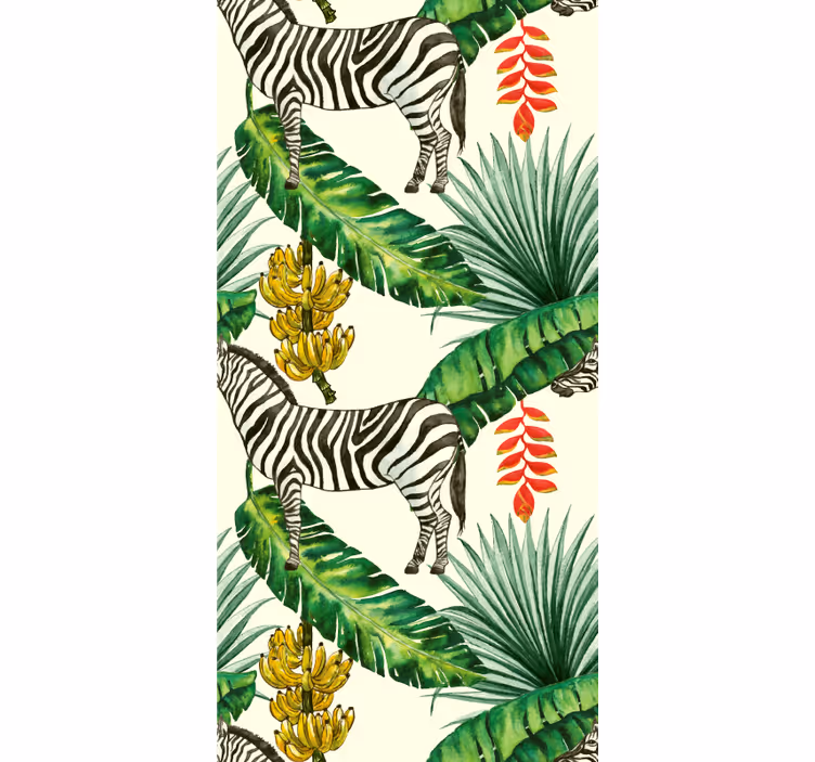 Zebra a tropické listy moderní tapeta - TenStickers