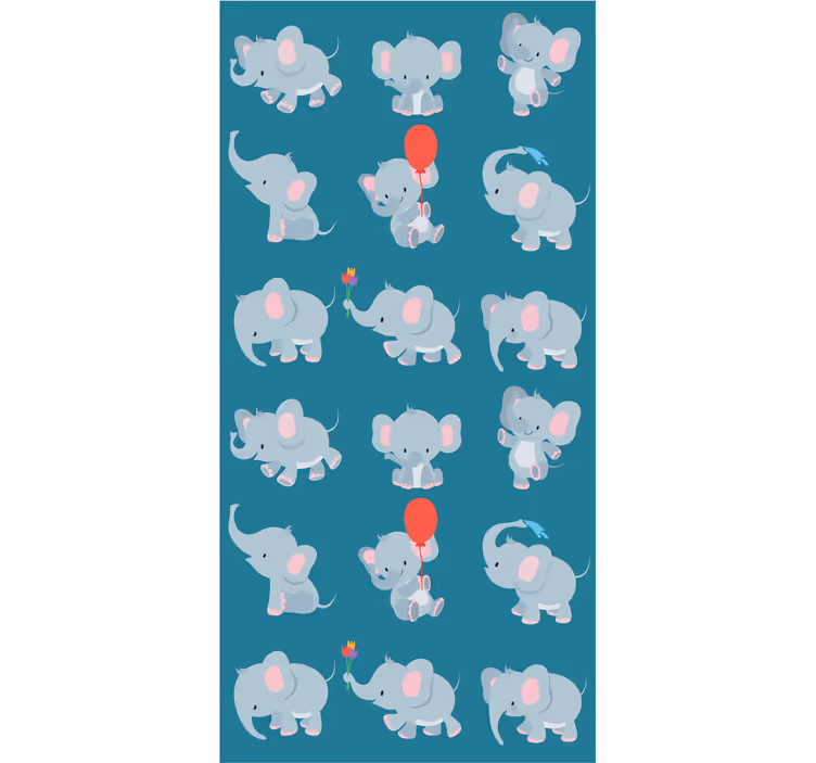 Hraví sloni školka tapeta - TenStickers