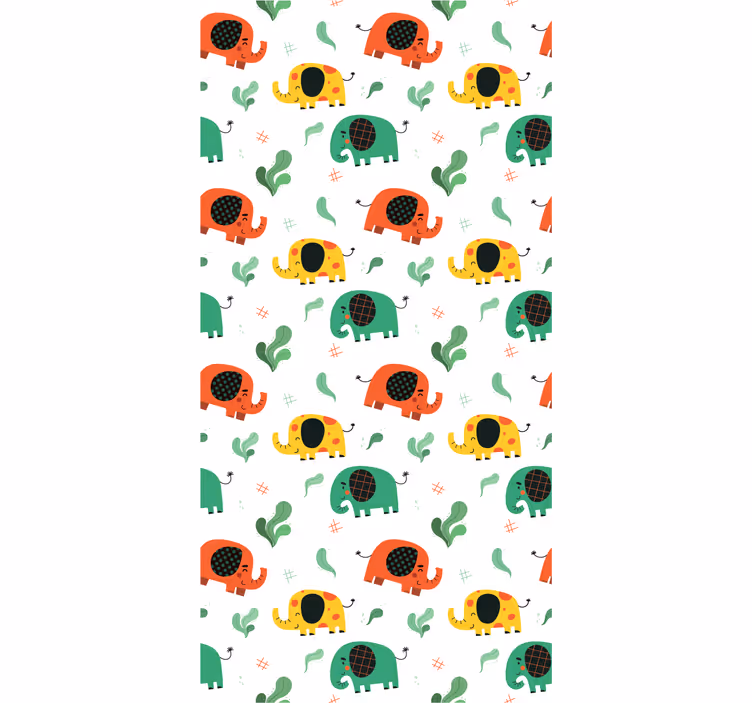 Hravý vzor slona Slon tapeta - TenStickers