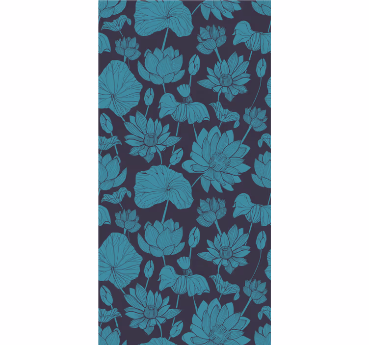 Botanický lotosový vzor květinová tapeta - TenStickers