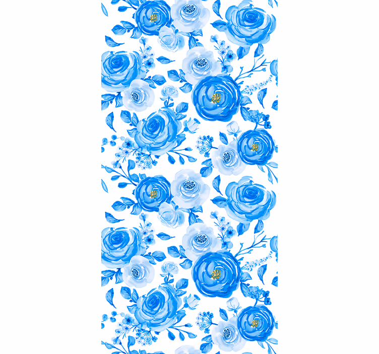 Vzor modré růže květinová tapeta - TenStickers
