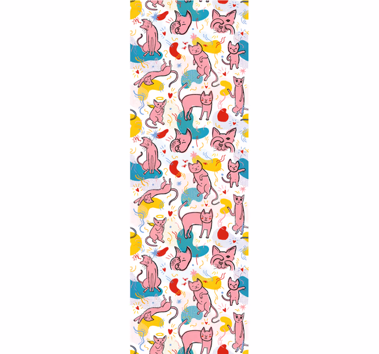 Hravé kočičí vzory Tapeta s kočkou - TenStickers