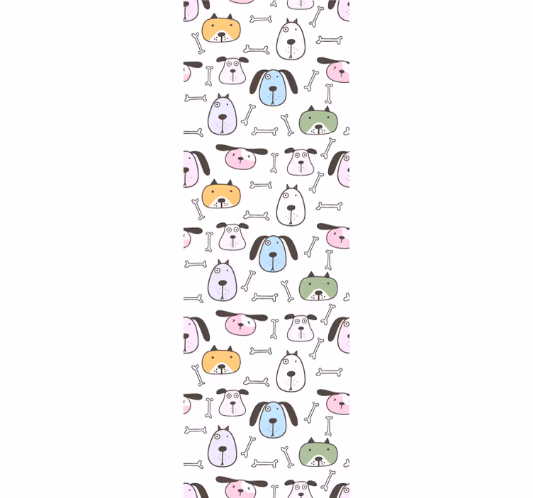 Vícebarevná tapeta štěně tváře do ložnice - TenStickers