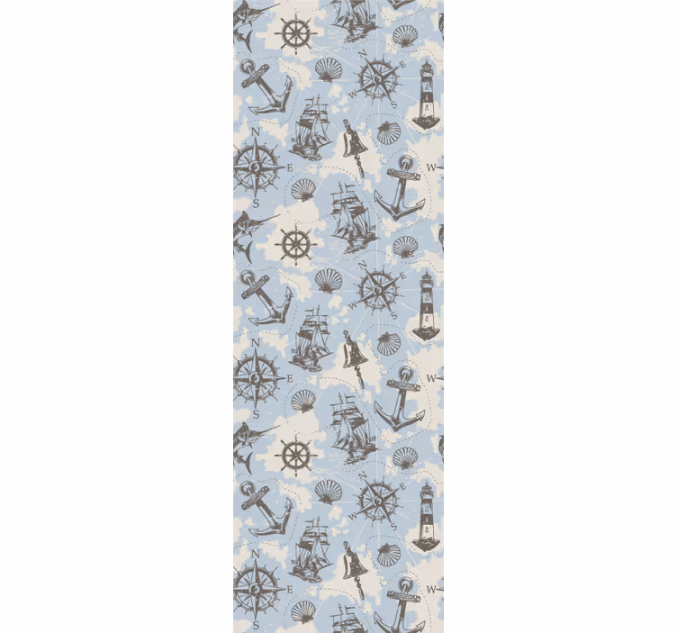 Vintage námořní vzor tapeta do obývacího pokoje - TenStickers