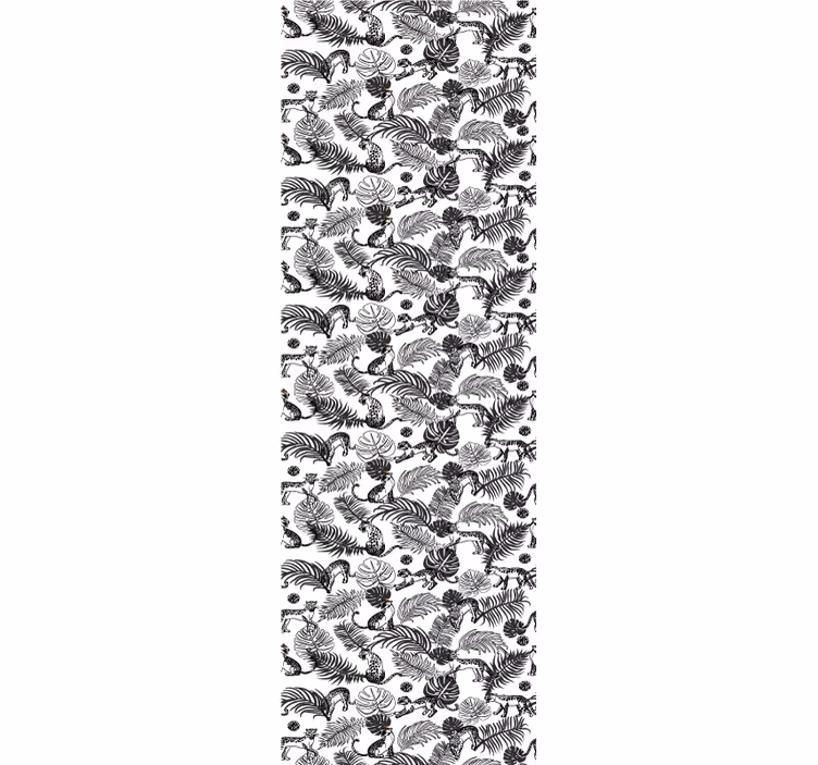 černobílý vzor Tropický les tapeta - TenStickers