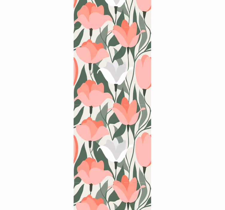 Botanický vzor tulipánů květinová tapeta - TenStickers