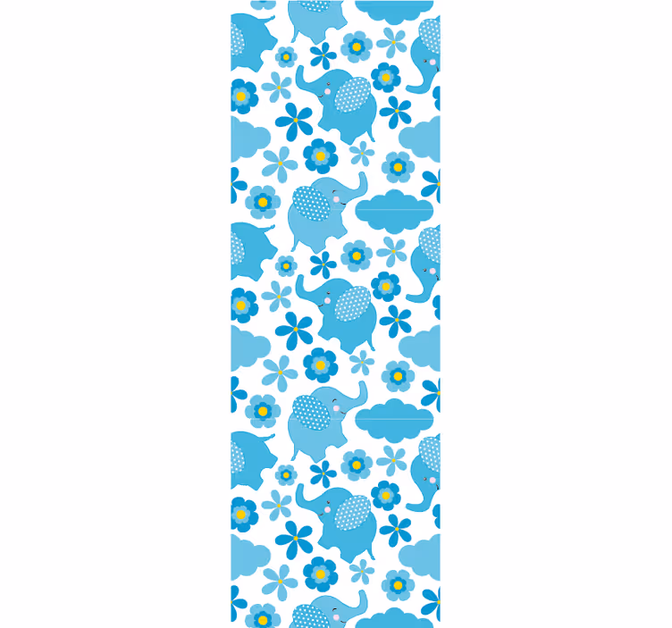 Sloní květinové vzory školka tapeta - TenStickers