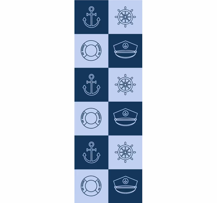 Vzor námořních dlaždic Zkontrolovaná tapeta - TenStickers