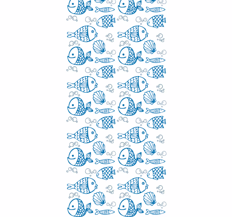 Několik nakreslených modrých ryb dětské tapeta - TenStickers