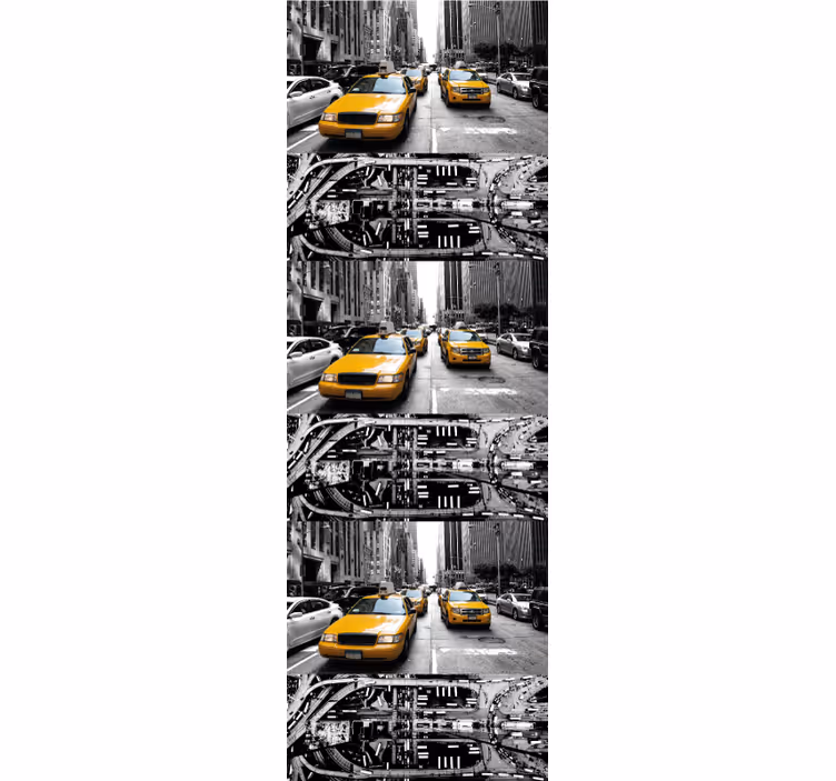 Scéna městského taxi město a země tapeta - TenStickers