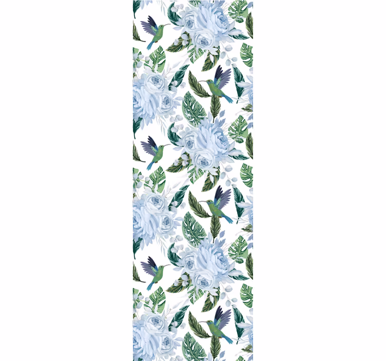 Květinový design kolibříka květinová tapeta - TenStickers