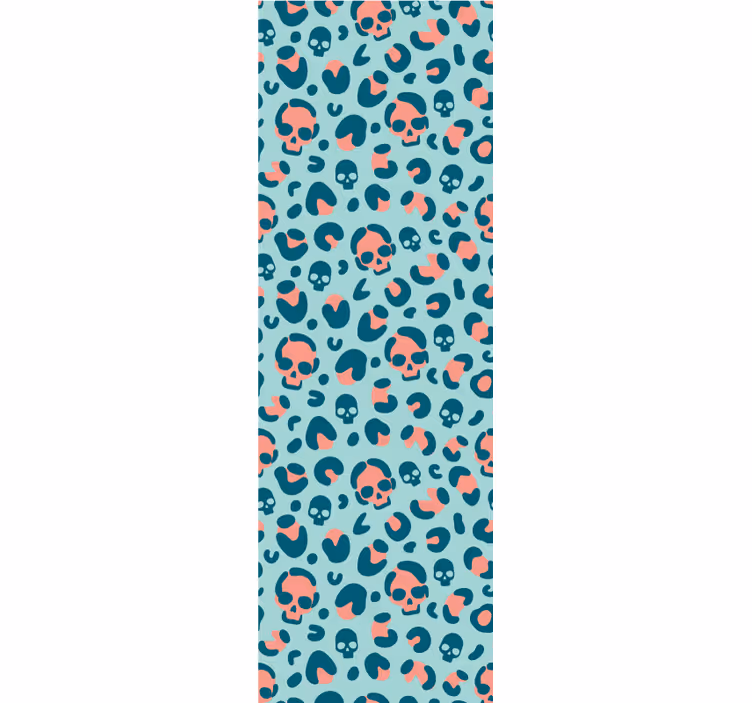 Modrá a růžová lebka leopardí vzor tapeta - TenStickers