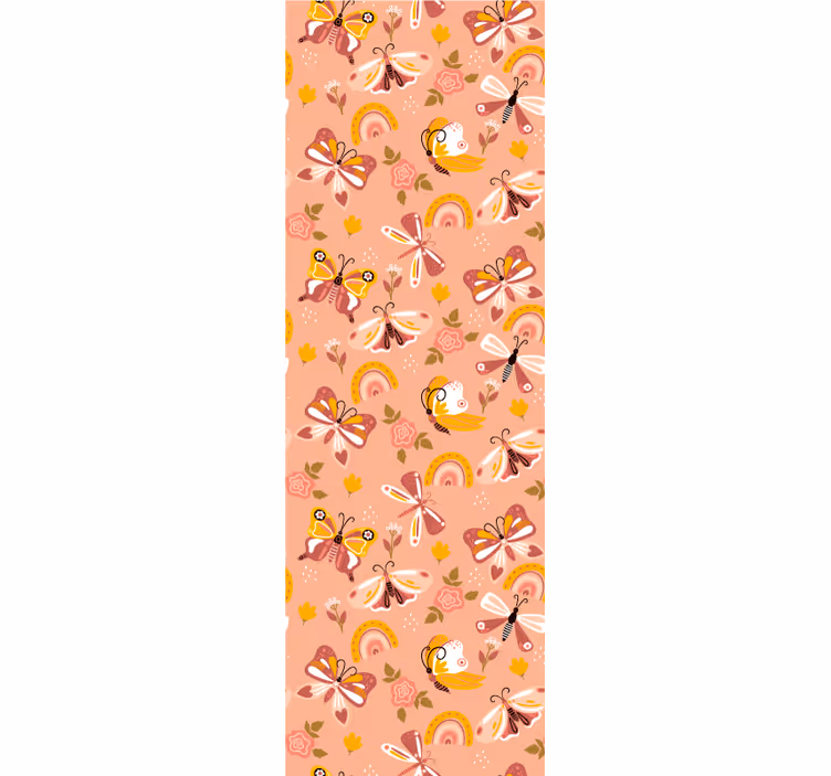 Vzor motýlí flóry Motýlí tapeta - TenStickers