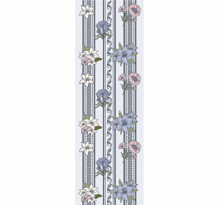 Motiv květinových proužků květinová tapeta - TenStickers
