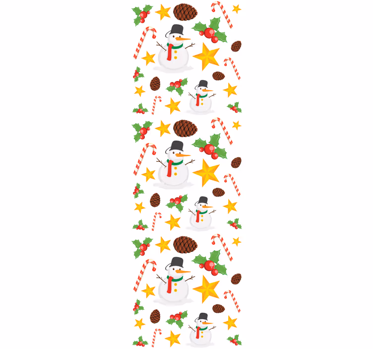 Slavnostní sněhulák vzor Vánoční tapeta - TenStickers