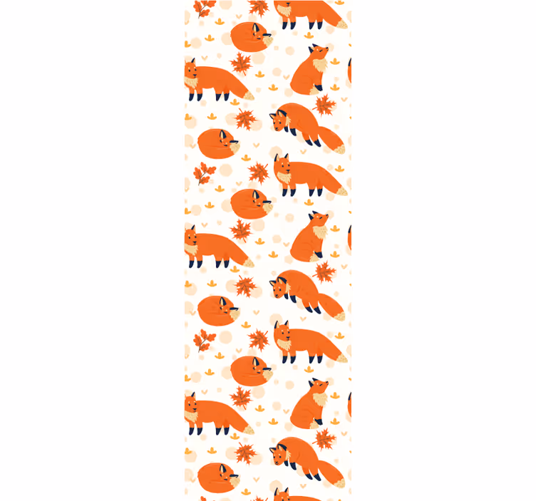 Liška podzimní vzor Zvířecí tapeta - TenStickers