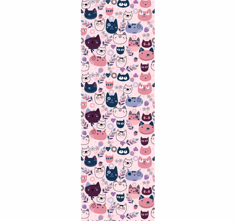 Růžové kočky módní vzor dětské tapeta - TenStickers