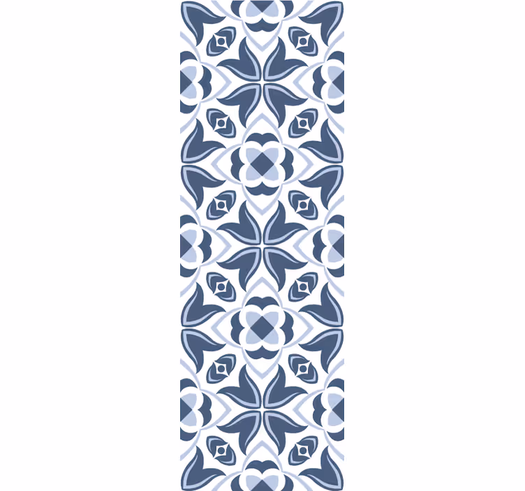 Modré geometrické květy Zkontrolovaná tapeta - TenStickers
