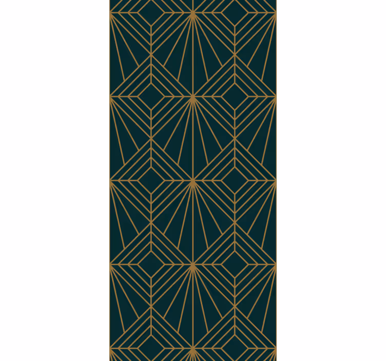 Geometrická tapeta stylový zeleno-zlatý vzor - TenStickers